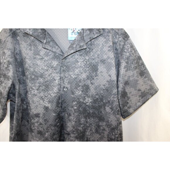 NWT DSG Mens Grey Blurred Floral Short Sleeve Mesh Button Up Shirt L - Picture 3 of 6